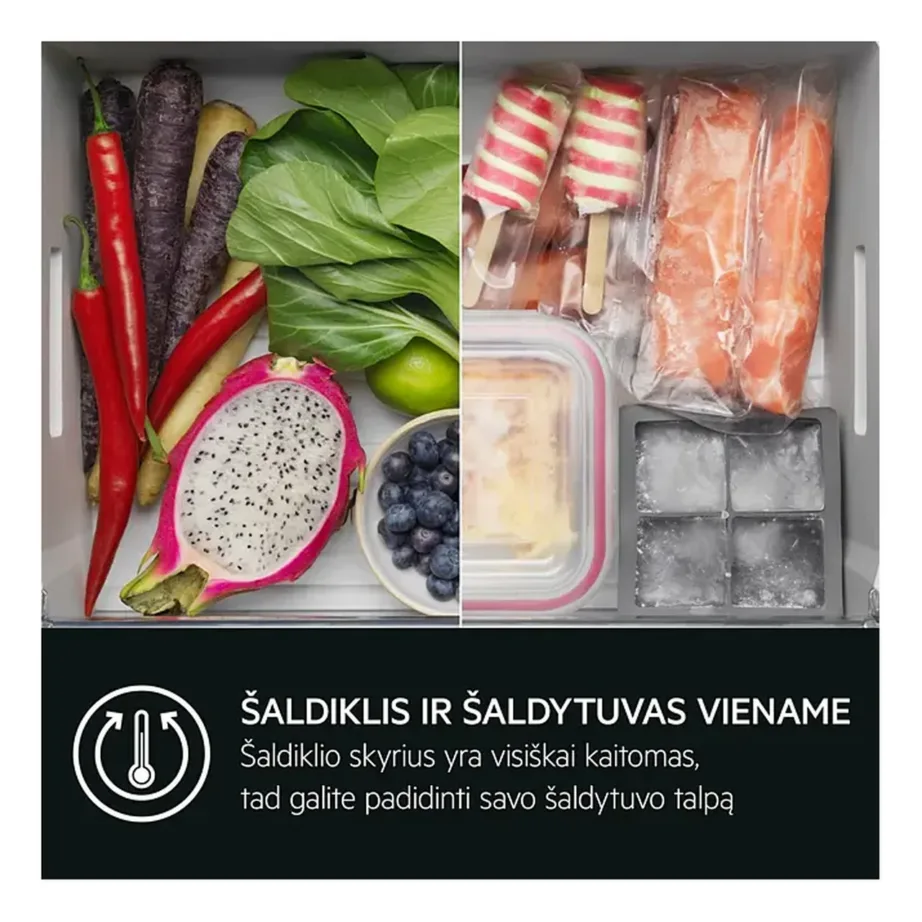 Integreeritav külmik-sügavkülmik NoFrost C klass AEG TSC8M191CS, 190 cm, 60 cm, 207+62 L, inverterkompressor, 35 dB, liughinged, valge – 8