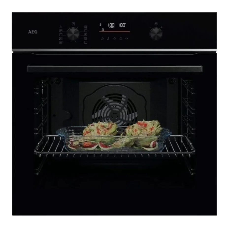 Pyrolüütilise puhastusega integreeritav ahi Wi‑Fi-ga AEG TU5PB431SB, 72 l, A++, 60 cm, SurroundCook, 9 küpsetusfunktsiooni, 45 automaatprogrammi, konvektsioon, roostevaba/must klaasesipaneel