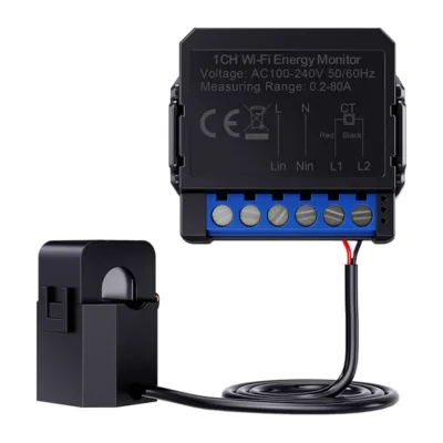 Kahesuunaline Wi‑Fi energiameeter AVATTO WPM16-1, ühesfaasiline 100–240 V, 0,2–80 A, CT-anduriga, Tuya Smart Life tugi,