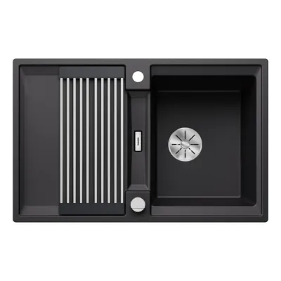 Silgranit köögivalamu kuivatuspinnaga BLANCO ADIRA 45 S, pealtpaigaldus, 1-kausiline, must, 45 cm aluskapile