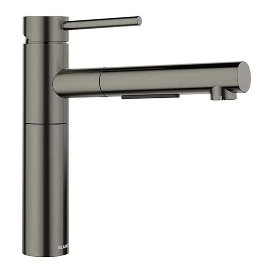 Väljatõmmatava dušiga kõrgsurve köögisegisti BLANCO ALTA-S II Satin Dark Steel, roostevaba teras, väljatõmmatav voolik, kahekordne pihustusrežiim