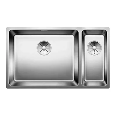 Kaksik-valamu tööpinna alla paigaldatav roostevaba BLANCO ANDANO 500/180-U, 1,5-kausiga, satiinviimistlus, 80 cm
