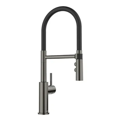 Väljatõmmatava dušiga köögisegisti BLANCO Catris Flexo Satin Dark Steel, painduv voolik, 2 pihustusrežiimi, PVD