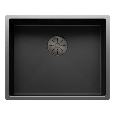 Alapaigaldatav ühekausiline köögivalamu BLANCO CLARON 500-U DarkSteel Edition InFino, roostevaba teras, tume