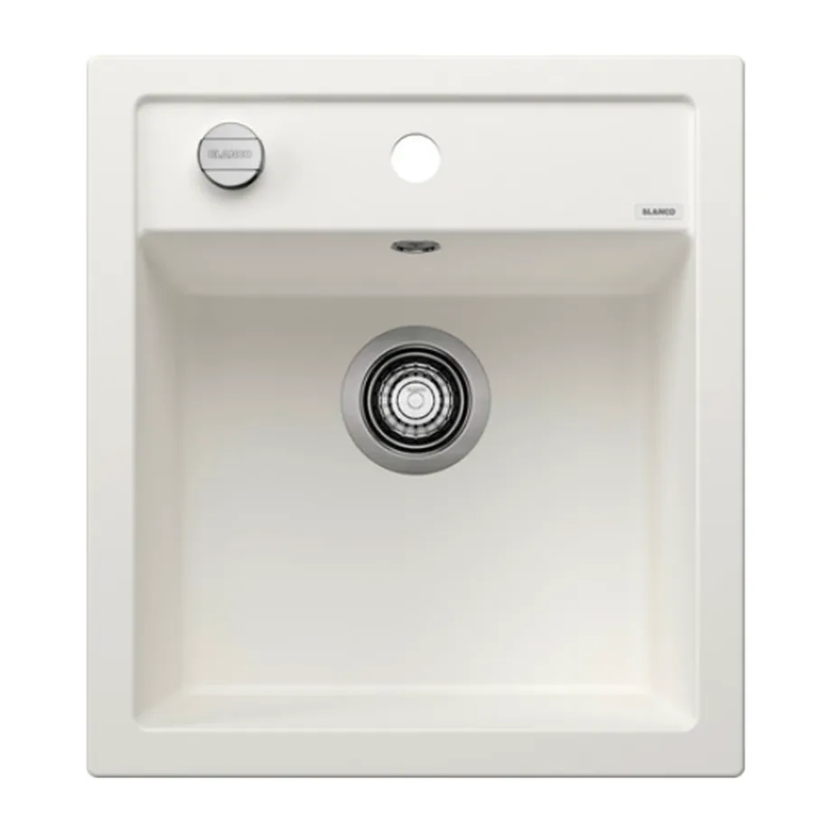 Silgranit köögivalamu 45 cm kapile BLANCO DALAGO 45, 1-kausiga, PuraDur pind, pealt- ja altpaigaldus, valge