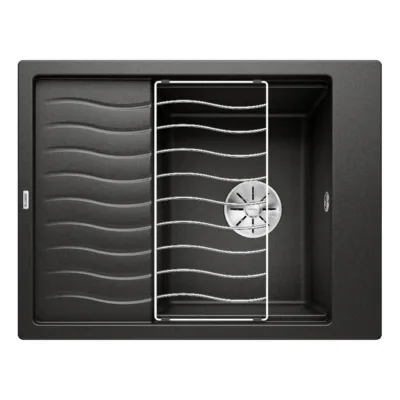 Silgranit köögivalamu 45 cm kapile BLANCO ELON 45 S PDUR Black InFino, 1-kausiline, must, pealt- ja altpaigaldus