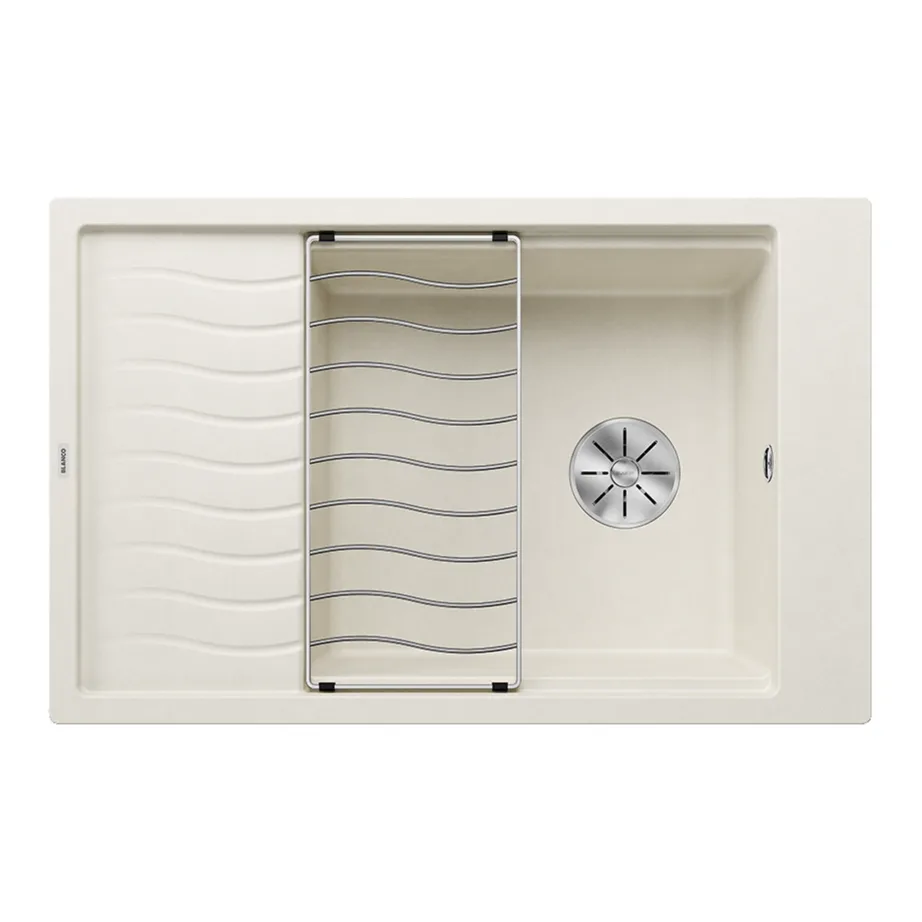 Graniitkomposiit köögivalamu äravoolualaga BLANCO ELON XL 6 S Soft white, SILGRANIT PuraDur, InFino O.AF, 1-kausiline, sobib 60 cm kapile, pealt- või altpaigaldus