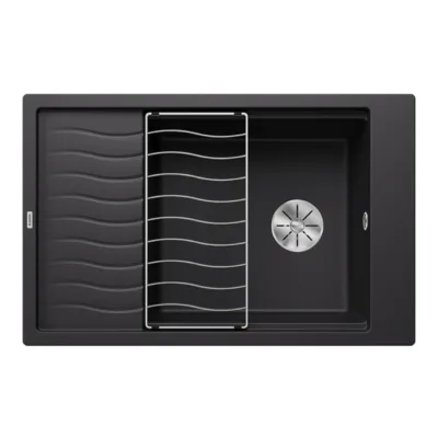 Suure kausiga köögivalamu BLANCO ELON XL 6 S, SILGRANIT must, 1-kausiline, 60 cm kapile, pealt- või altpaigaldus,