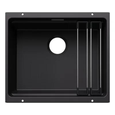 Süvistatav Silgranit köögivalamu BLANCO Etagon 500-U, ühekausiline, undermount paigaldus, must, 60 cm aluskapile