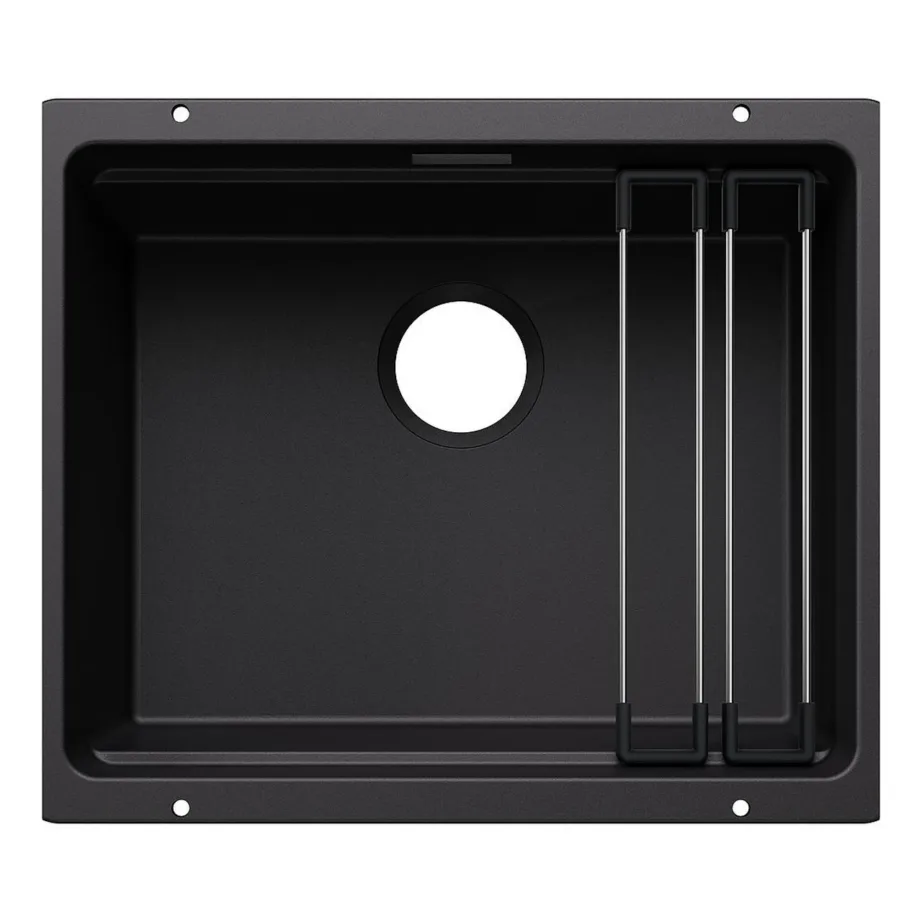 Süvistatav Silgranit köögivalamu BLANCO Etagon 500-U, ühekausiline, undermount paigaldus, must, 60 cm aluskapile