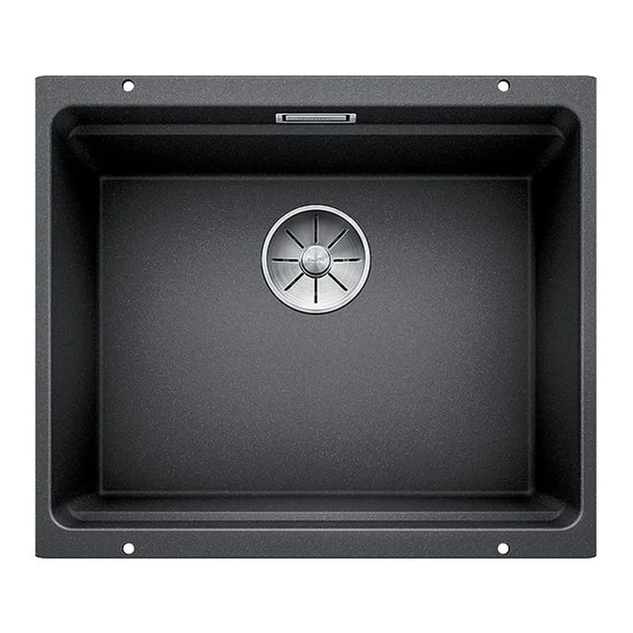 Allamonteeritav Silgranit köögivalamu BLANCO ETAGON 500-U, 1-kausiline, PuraDur, antratsiit, 60 cm aluskapi jaoks, InFino äravool