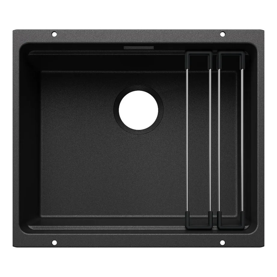 Silgranit allpaigaldatav köögivalamu ühe kausiga BLANCO Etagon 500-U, antratsiit, 60 cm kapile, ETAGON liugsiinidega