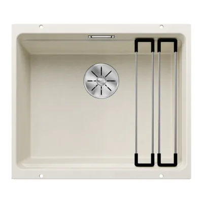 Allapaigaldatav köögivalamu 1-kausiga BLANCO ETAGON 500-U, Silgranit PuraDur, Soft white, 60 cm kapile, InFino äravool