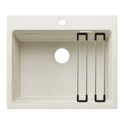 Silgranit köögivalamu 1-kausiga BLANCO ETAGON 6 Soft White, pealtpaigaldatav, 60 cm kapile