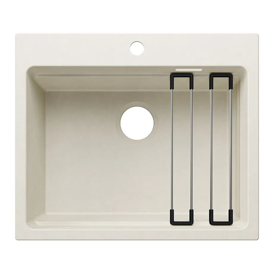 Silgranit köögivalamu 1-kausiga BLANCO ETAGON 6 Soft White, pealtpaigaldatav, 60 cm kapile