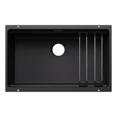 Allapaigaldatav üheavaline köögivalamu BLANCO ETAGON 700-U, SILGRANIT, must, 80 cm kapile