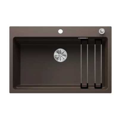 Mitmetasemeline Silgranit köögivalamu BLANCO ETAGON 8 Coffee, pealtpaigaldatav, 1-kausiline, 80 cm kapile, PuraDur