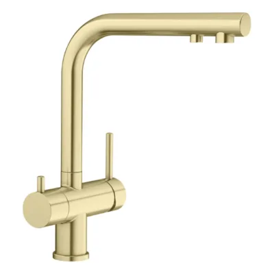 3-in-1 köögisegisti filtreeritud veega BLANCO FONTAS II HD, roostevaba teras, satiinkuld, harjatud pind