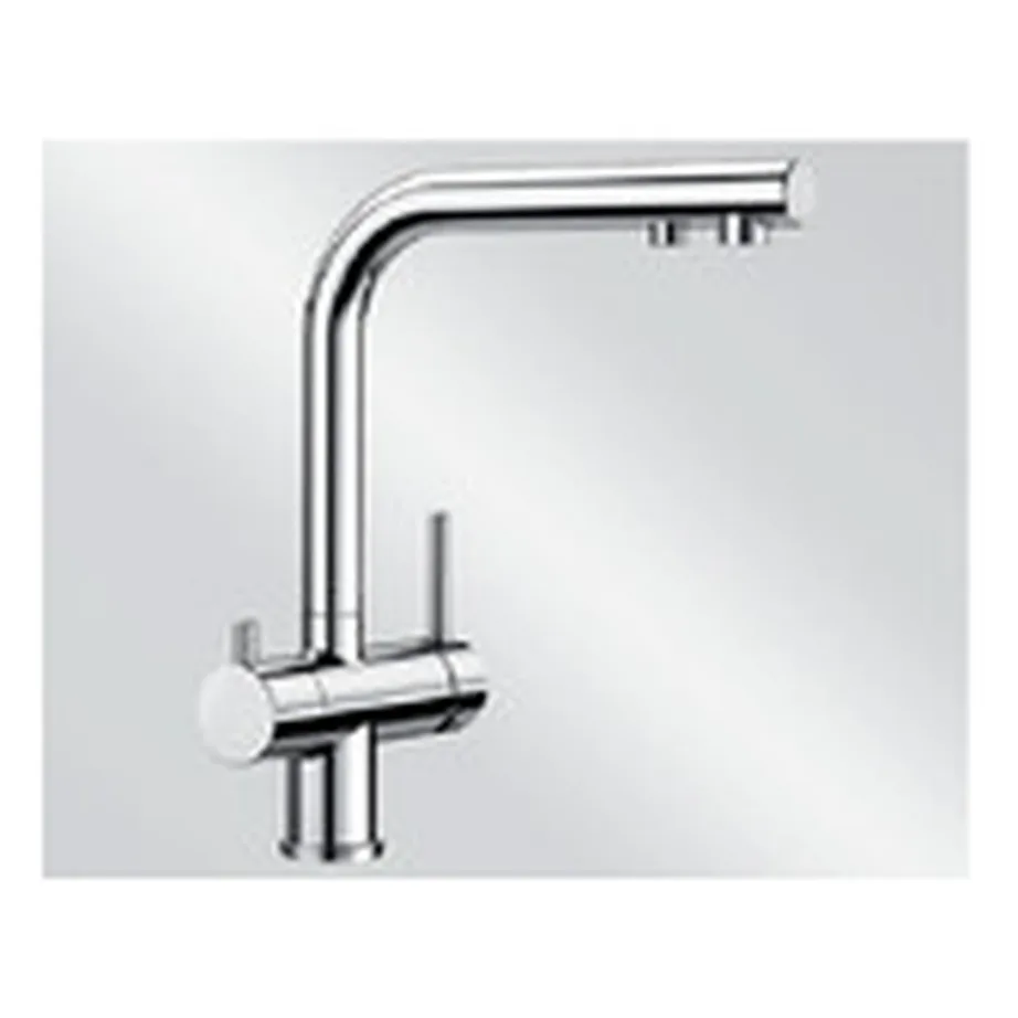 3-in-1 köögisegisti filtreeritud veega BLANCO FONTAS II Chrom HD, kroomviimistlus, kõrgsurve, 360° pöörlev tila, topeltjuhtimine, filtrivee ühendus