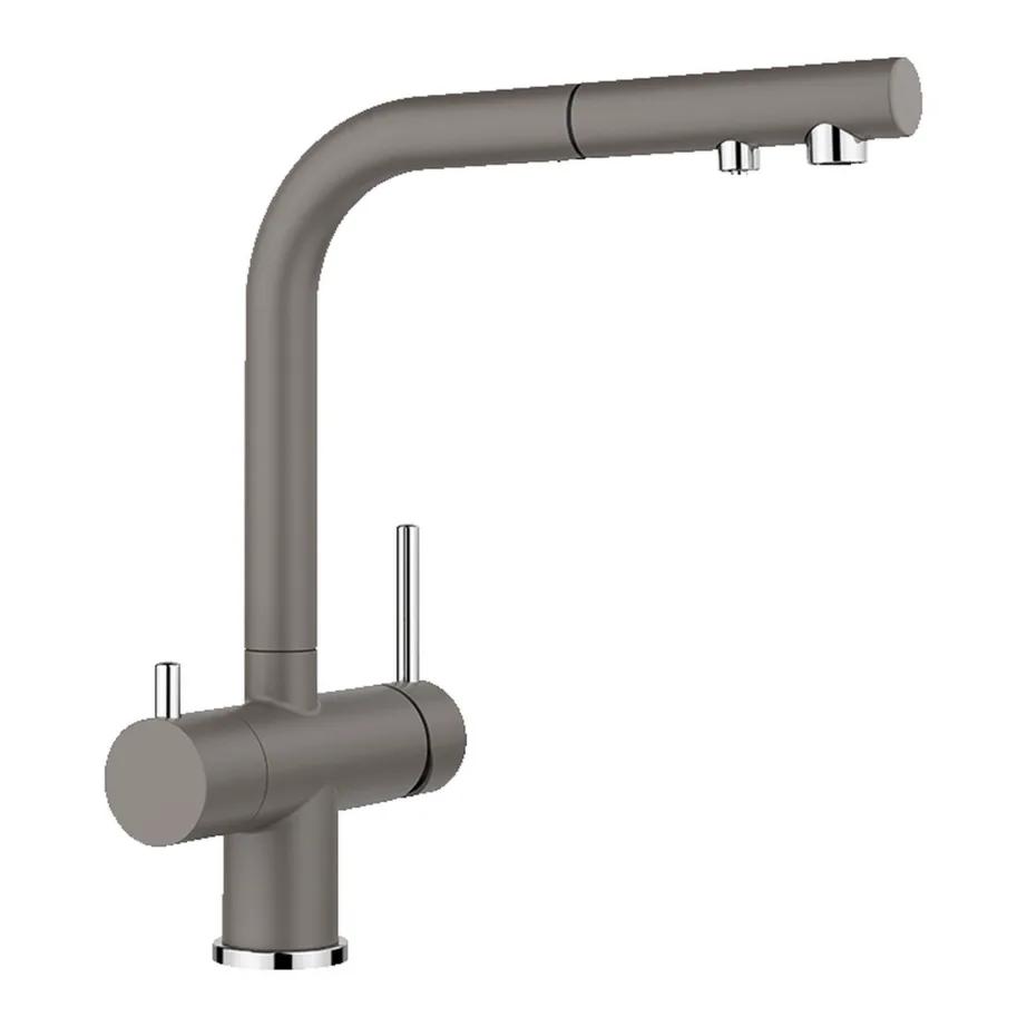 3-ühes köögisegisti filtreeritud joogiveega BLANCO FONTAS-S II, väljatõmmatava voolikuga, Silgranit pind Volcano grey, kõrgsurve veesüsteemidele