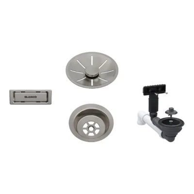 Valamu äravoolukomplekt ülevooluga BLANCO InFino 1x3,5" Satin Platinum, 3,5" avaga ühekausilise valamu jaoks,