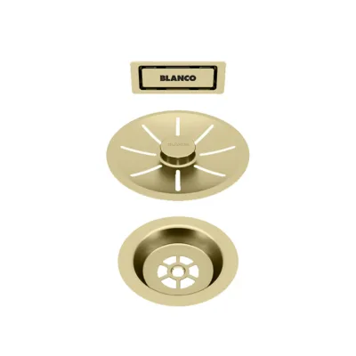 Satiinkuldne äravoolu- ja ülevoolukomplekt ühe-kausiga valamule BLANCO InFino Set, outlet/overflow, Satin gold