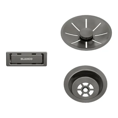 Valamu äravoolu ja ülevoolu komplekt ühe kausiga valamule BLANCO InFino Set, Satin Dark Steel, Blanco Open seeria