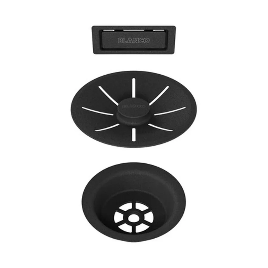 Must äravoolu- ja ülevoolukomplekt ühe-kausilisele valamule BLANCO InFino Black Edition, originaaltarvik InFino süsteemile, sobib valitud BLANCO mudelitele, ei sobi Classimo seeriale