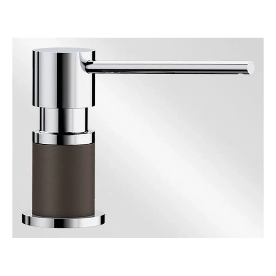 Sisseehitatav seebidosaator köögivalamule BLANCO LATO Coffee/chrome, ülalt täidetav, 300 ml pudel, messingist