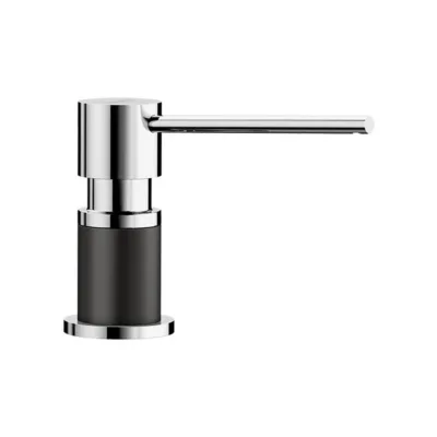 Sisseehitatud seebidosaator köögivalamule BLANCO LATO, must/kroom, messing, u 300 ml paak, sobib 35 mm avasse