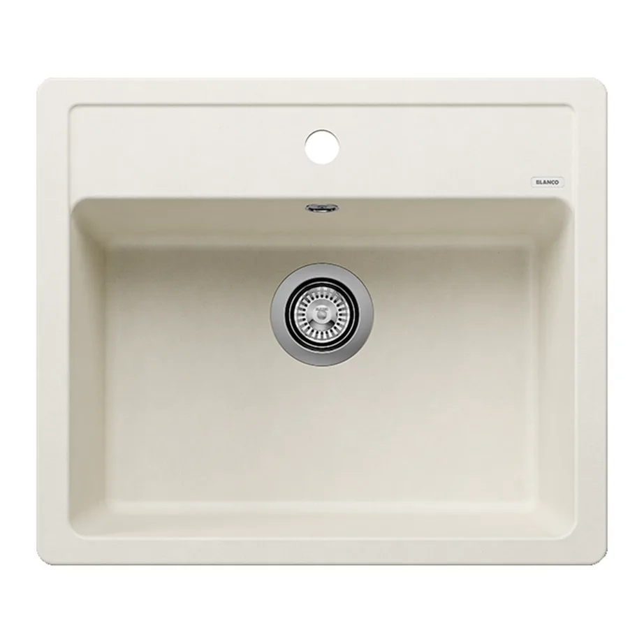 Ühe kausiga köögivalamu BLANCO LEGRA 6, SILGRANIT, Soft white, pealt paigaldatav, 60 cm kapile