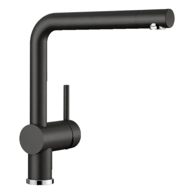 Kõrgsurve köögisegisti musta Silgranit-viimistlusega BLANCO LINUS Black HD, köögivalamule, ilma väljatõmmatava