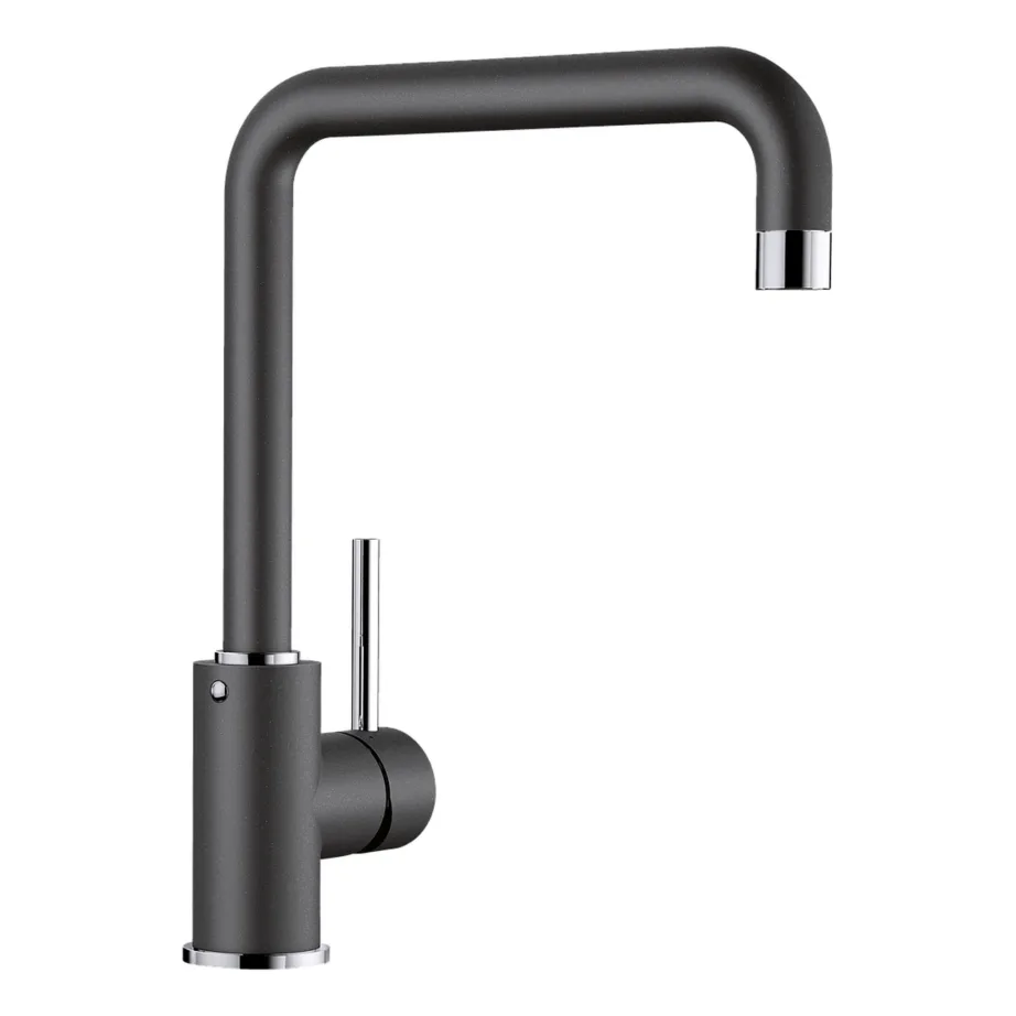 Ühehoovaga köögisegisti Silgranit antratsiit viimistlusega BLANCO MILI, kõrge 360° pöörlev tila, metallkorpus, sobib standardsele 35 mm segistiaugule