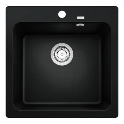 Silgranit köögivalamu BLANCO NAYA 5, ükskausiga, must, 50 cm kapile, pealt- või altpaigaldus