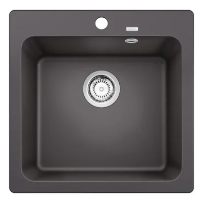 Ühekausiline Silgranit köögivalamu BLANCO NAYA 5, Rock grey, 50 cm kapile, pealt- või altpaigaldus, u 515 x 510 mm