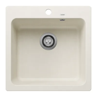 Silgranit köögivalamu ühekordselt BLANCO NAYA 5 Soft white, PuraDur, 1 kauss, sobib 50 cm aluskapile, pealt- ja