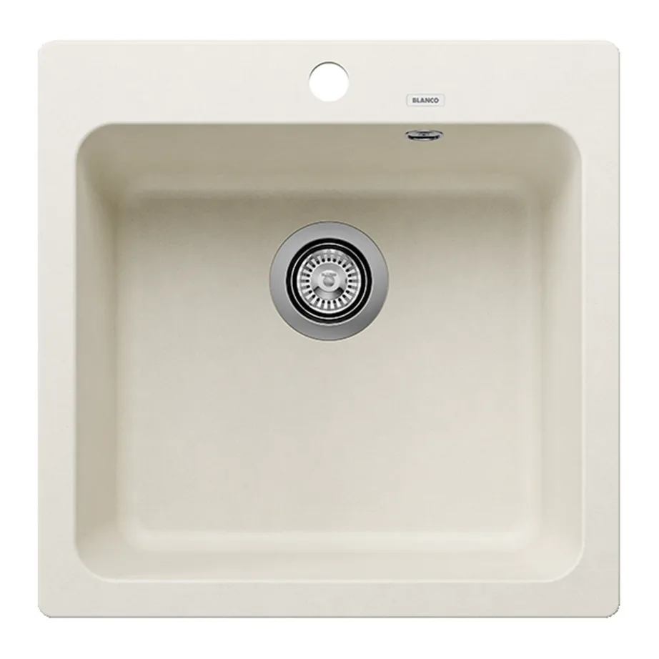 Silgranit köögivalamu ühekordselt BLANCO NAYA 5 Soft white, PuraDur, 1 kauss, sobib 50 cm aluskapile, pealt- ja altpaigaldus