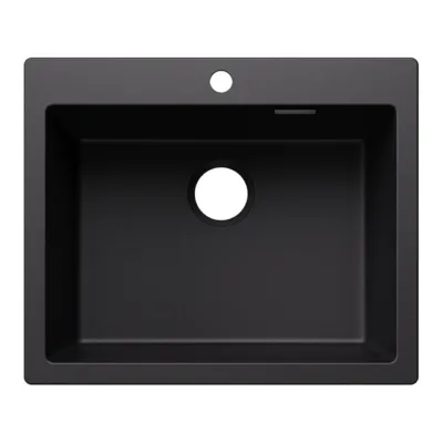 Graniitkomposiit köögivalamu 1-kausiga BLANCO PLEON 6 SILG Black O.ZUB O.AF WFS, SILGRANIT must, 60 cm aluskappi,