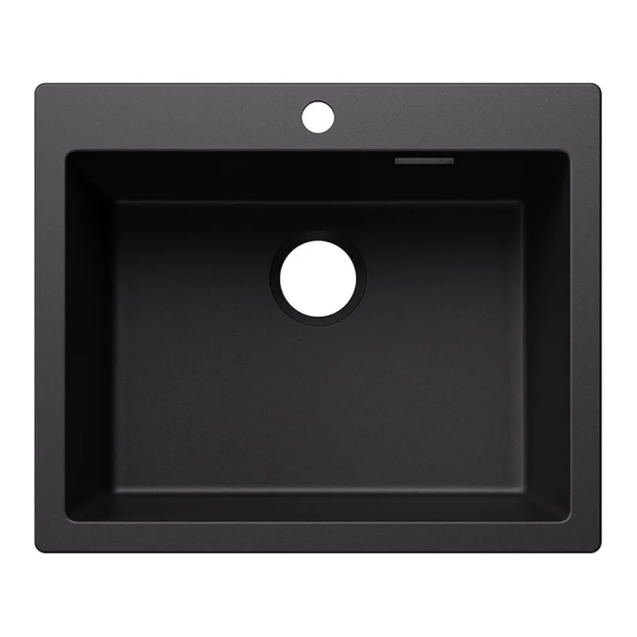 Graniitkomposiit köögivalamu 1-kausiga BLANCO PLEON 6 SILG Black O.ZUB O.AF WFS, SILGRANIT must, 60 cm aluskappi, pealt- ja altpaigaldus