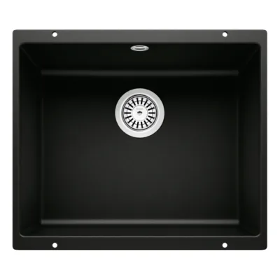 Silgranit allvalamu 1-kausiga BLANCO Rotan 500-U, 60 cm aluskapile, undermount paigaldus, must