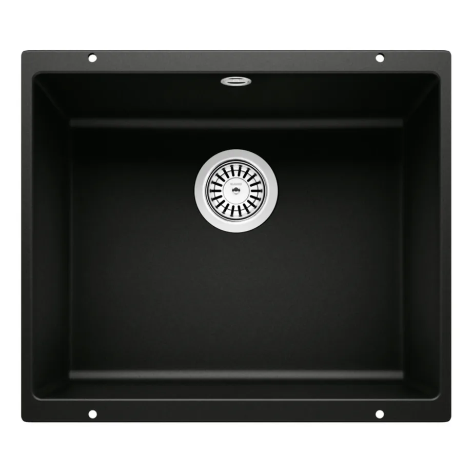 Silgranit allvalamu 1-kausiga BLANCO Rotan 500-U, 60 cm aluskapile, undermount paigaldus, must
