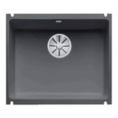 Keraamiline allapõhine köögivalamu BLANCO SUBLINE 500-U, 1-kausiline, basalt, PuraPlus pind, InFino äravool, 60 cm