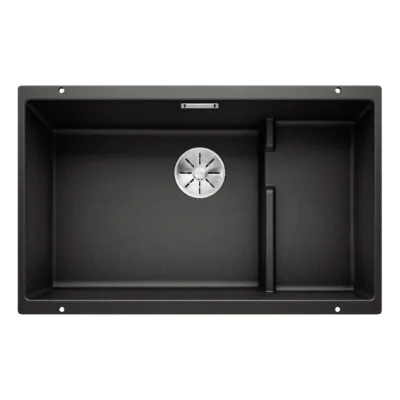 Silgranit allavalamu kööki BLANCO SUBLINE 700-U Level, 1-kausiline, 80 cm kapile, must, InFino äravool