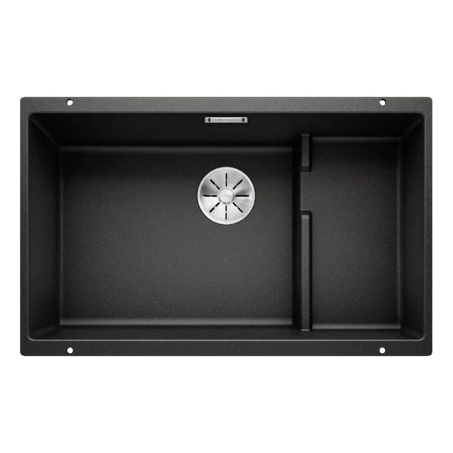 Silgranit allavalamu kööki BLANCO SUBLINE 700-U Level, 1-kausiline, 80 cm kapile, must, InFino äravool