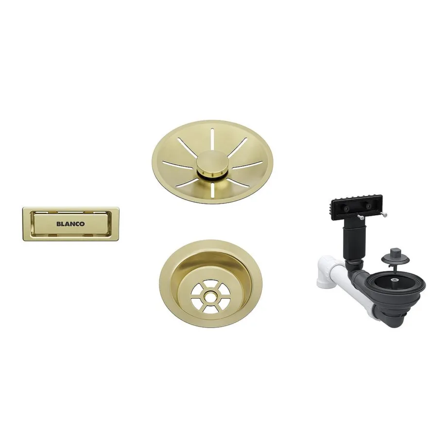 Valamu äravoolukomplekt InFino satiinkuldne BLANCO Waste fitting set 1×3,5” InFino Satin Gold, 3,5” äravooluava, Blanco Open seeria