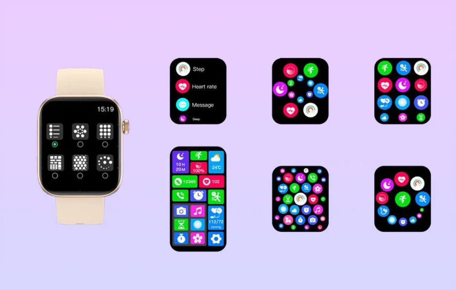 Colmi P71 nutikell, 1,9″ IPS-ekraan, Bluetooth 5.1, kõned, 240×284, 100+ spordirežiimi, pulss, SpO2, uni, IP68, 230 mAh aku kuni 7 päeva, 39 g, 22 mm silikoonrihm, kuldne, Android/iOS – 3