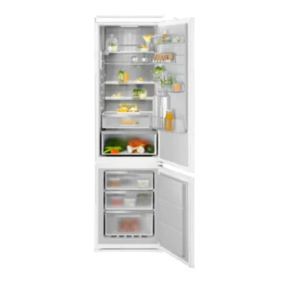 Integreeritav No Frost külmik alumise sügavkülmaga ELECTROLUX E6MNCE19S, 60 cm, 207+62 l, liughinged, E-kl, 37 dB, valge