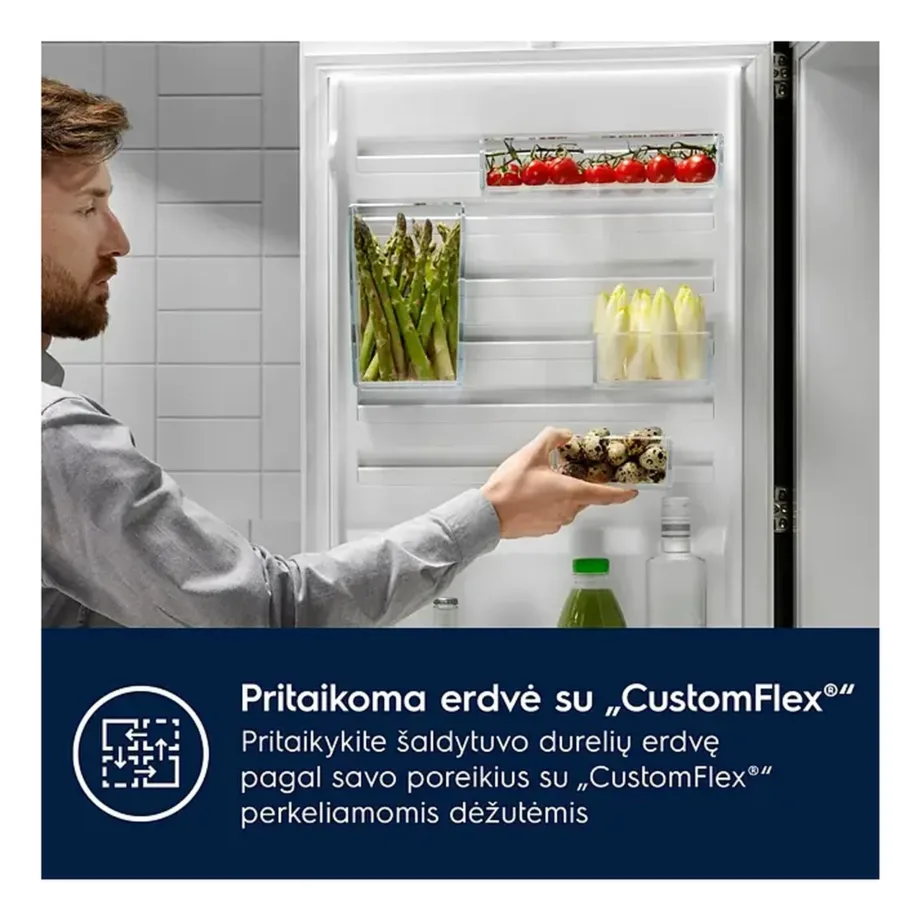 Integreeritav No Frost külmik alumise sügavkülmaga ELECTROLUX E6MNCE19S, 60 cm, 207+62 l, liughinged, E-kl, 37 dB, valge – 5