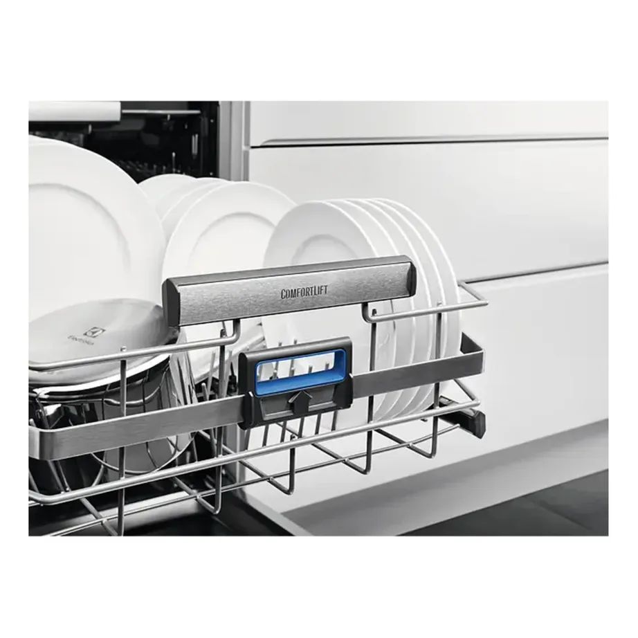 Integreeritav 60 cm nõudepesumasin ComfortLift ja WiFi Electrolux EEC87600W, A energiaklass, 14 nõudekomplekti, 8 programmi, 43 dB, roostevaba sisemus, 3 korvi, TimeBeam – 7