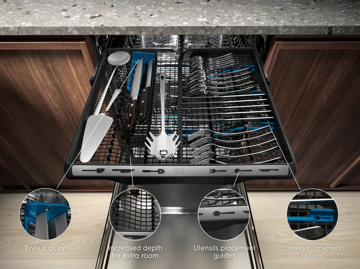 Electrolux EEG88520W MaxiFlex söögiriistade sahtel mahutab eri suuruse ja kujuga tarvikuid